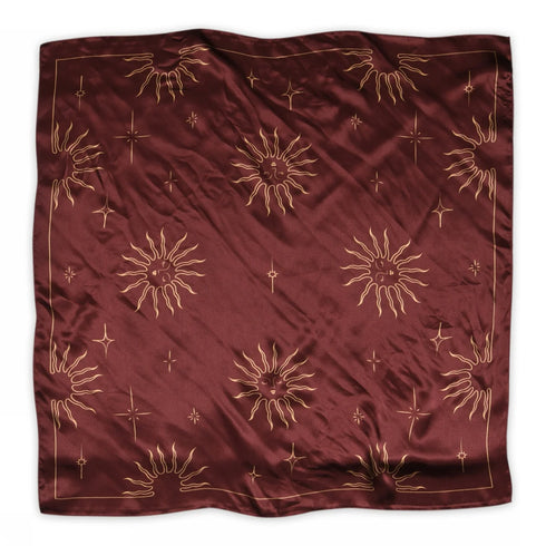 Sneakyfox silk scarf Solar burgundy